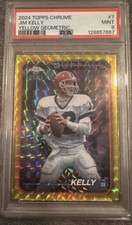 2024 Topps Chrome - Jim Kelly #7 Yellow Geometric Refractor /75 PSA 9