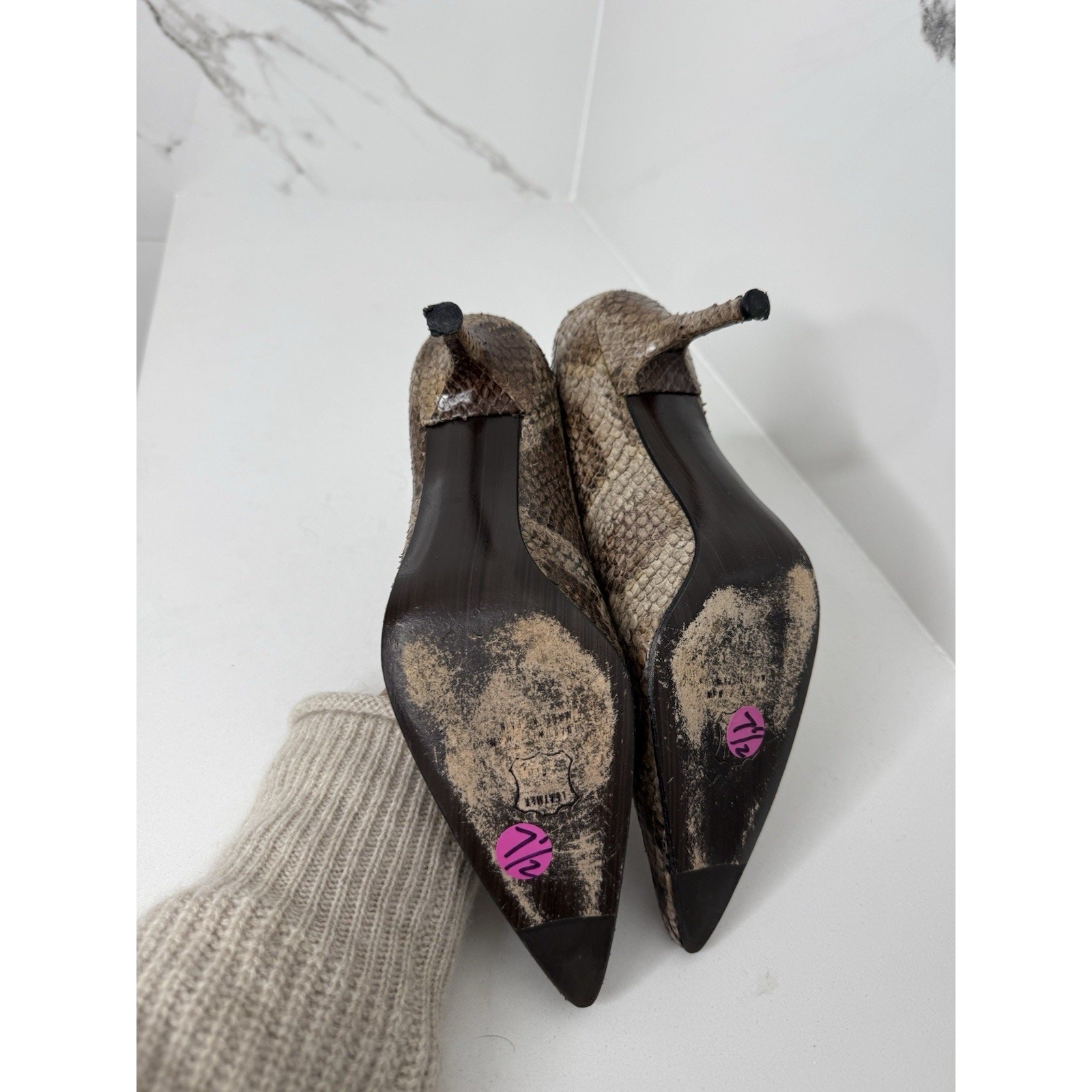 Stuart Weitzman Women’s Adria Python Print Pointe… - image 6