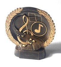 Music Theme Trophy Award Relief Resin  Metallic Accent