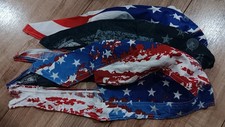 New LotOf 3 Patriotic Bandanas/Head Wraps BackTie.Front Sweat Liner.100 Cotton