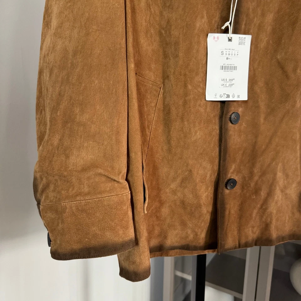 Zara Man 80's Archive Suede Shaded Brown Oversized Jacket S NEW Overcoat Leather - Image 3 of 4
