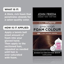 John Frieda Brown Permanent Precision Foam Hair Color Kit, Light Brown Hair Dye,