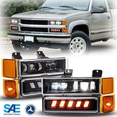 FULL LED Headlight Bumper Light For Chevrolet Suburban K1500 K2500 1994-1999