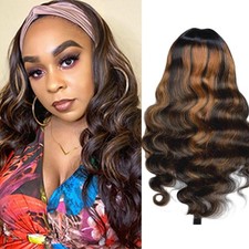 Headband Wigs for Black Women Human Hair 16 Inch Glueless Body Wave Headband Wig
