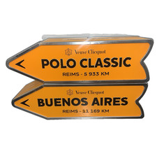 Veuve Clicquot Champagne Arrow Sign Yellow Metal Tin Polo Classic Buenos Aires!