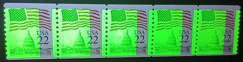 2115a Tagging Shift Error / EFO Strip of 5 "Flag Over Capitol" Mint NH