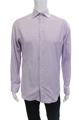 Charles Tyrwhitt Mens Purple Check Point Spread Dress Shirt Size 15