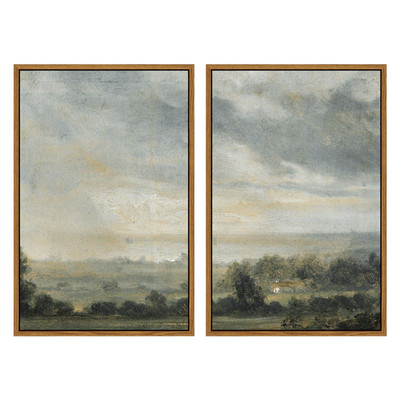 Insimsea 2 Pcs Framed Wall Art Vintage Landscape Decor Vastness Valley Scene
