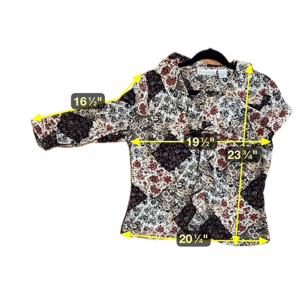 Boho Patchwork Lightweight Button Down Blouse Siz… - image 5