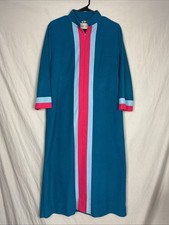 Vintage Vanity Fair Long Velour Robe Womens 12 Housecoat Fleece Velvety Striped