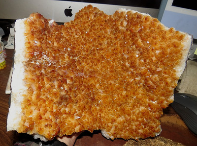LG. AAA GRADE CITRINE CRYSTAL CLUSTER GEODE FROM BRAZIL CATHEDRAL