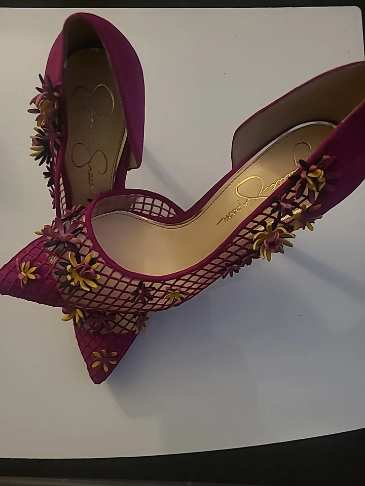 Bombas de salto Jessica Simpson femininas D'Orsay Leighah rosa floral - Imagem 3 de 4