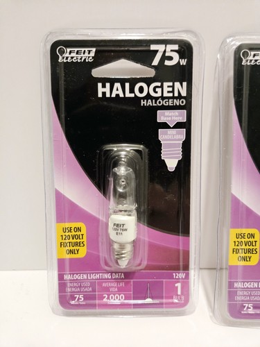 Feit 75w E11 Clear Bulbs Mini Candelabra Base 120v Only - Picture 3 of 4
