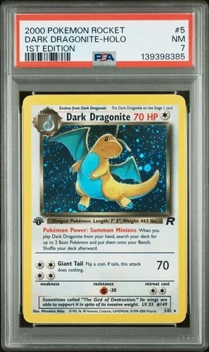 POKEMON DARK DRAGONITE 2000 ROCKET 1ST EDITION #5 HOLO PSA 7