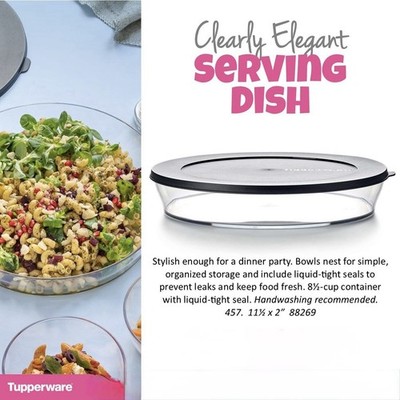Tupperware Clearly Elegant 8 1/2 Cup Serving Dish & Lid New