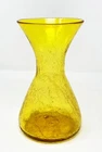 vintage BLENKO  7” YELLOW gold CRACKLE  Glass  Vase
