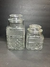 Vintage Anchor Hocking Wexford Canister/Jar Clear Glass Seated Lid Pair