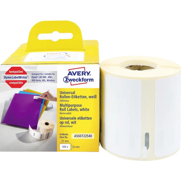 500Er Multipack Avery-Zweckform Etiketten Rolle Kompatibel Ersetzt Dymo, Seiko-image