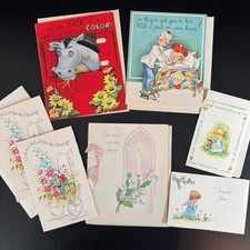 Lot of 7 UNUSED Vintage 50s/60s "Get Well" Cards. Illness, Sympathy, Thank You