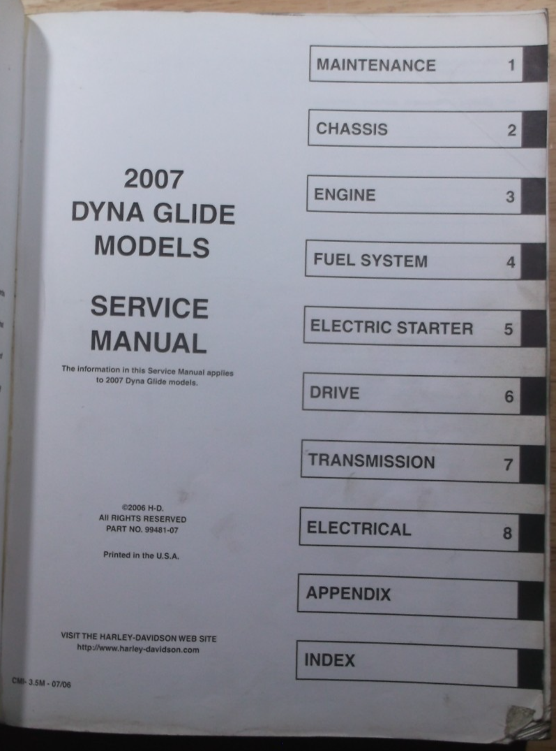 2007 Harley-Davidson Dynaモデル サービスマニュアル 2007 Dyna Models Service Manual #99481-07 – Motorcycle Manual Download