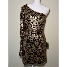 Lulus Gold Black Sequin Animal Print One Shou...