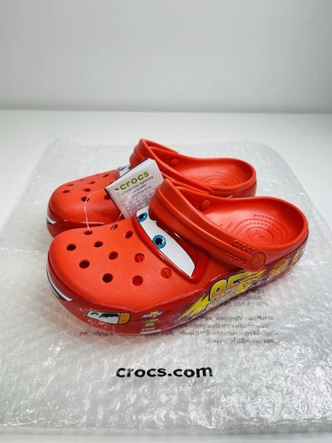 Disney Pixar Lightning McQueen Light Up Crocs Size Men's 4 205759-610 BRAND NEW