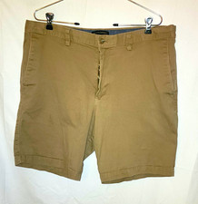 Banana Republic Men's Cotton Chino Shorts Solid Beige Flat Front Slash Pockets