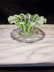 Vintage Murano Latticino Art Glass Footed Bowl - Attributed Frattelli Toso