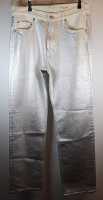 Rag & Bone Harlow Mid-Rise Straight Jeans (Silber, W30) Neu mit Etikett UVP 270£