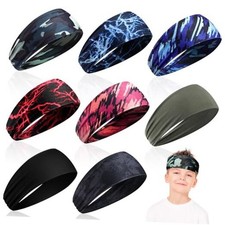 8 Pieces Boys Headbands Athletic Sweatbands Kids Sports Wicking Vigorous Style