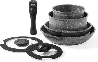 7-Piece Induction Pan Set with Removable Handle, PFAS-Free Ceramic Non-Stick ...