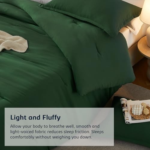 Full Comforter Sets,3PCS Soft Lightweight Full (82"x86") Emeraldgreen - Picture 5 of 7