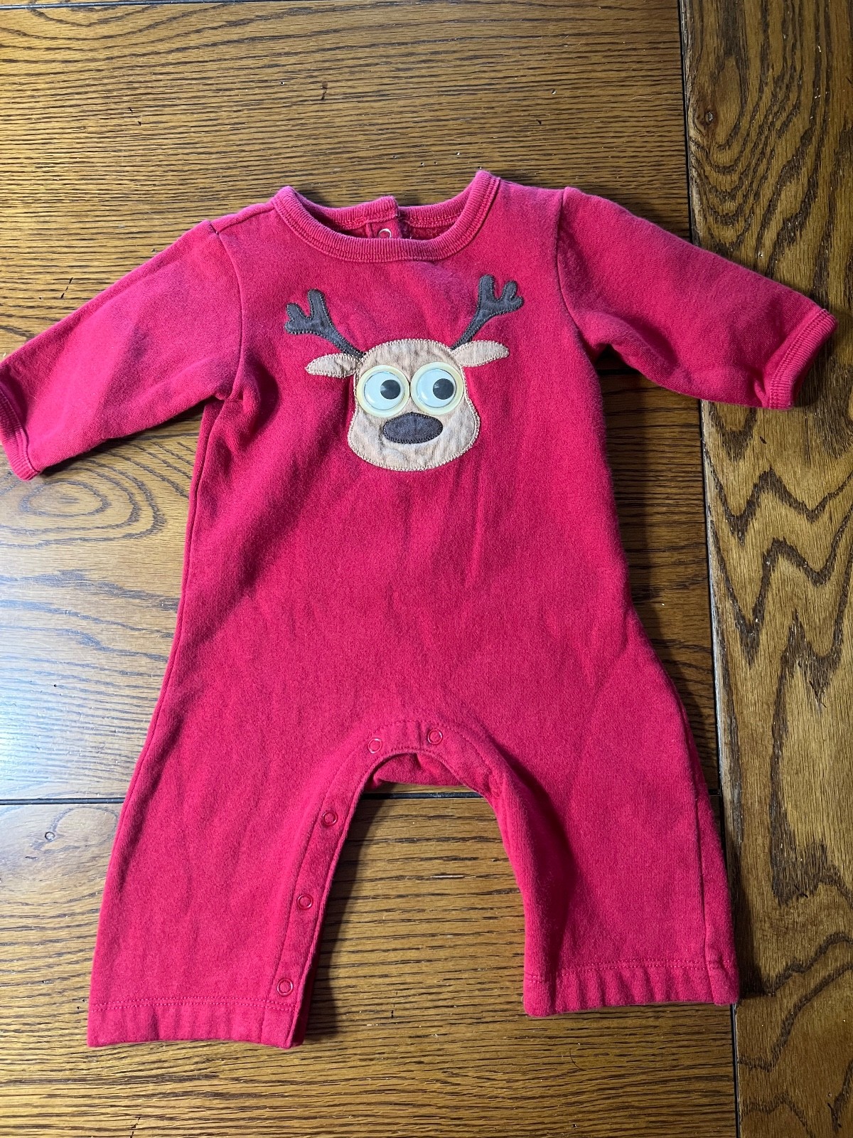 Googly Eye Reindeer One-piece Romper Boys 3-6 Months