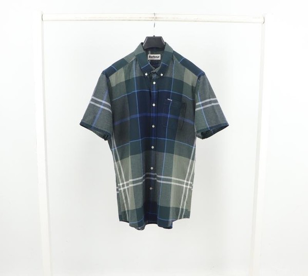 Men Barbour T-Shirt Green Linen Blend 40 /L / 48