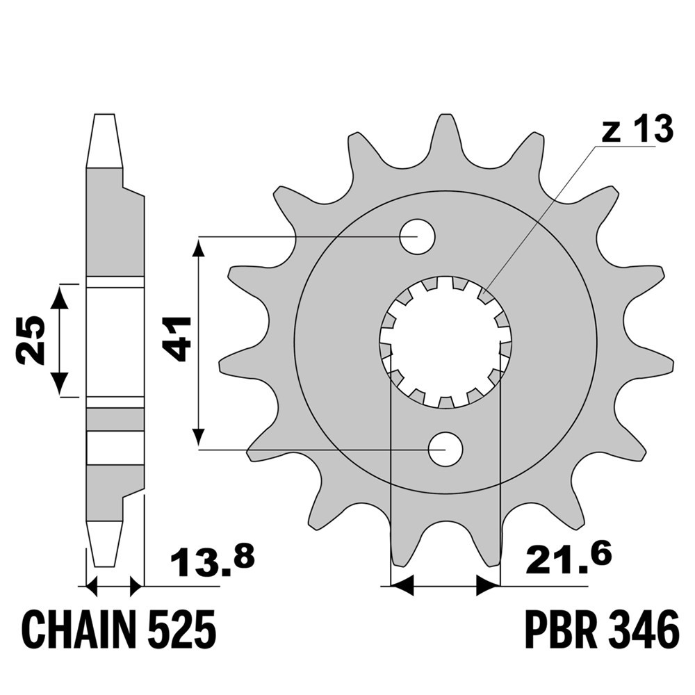 Pignon avant PBR 16 dents pas 525 pour moto Honda VRX 400 Roadster T NC33