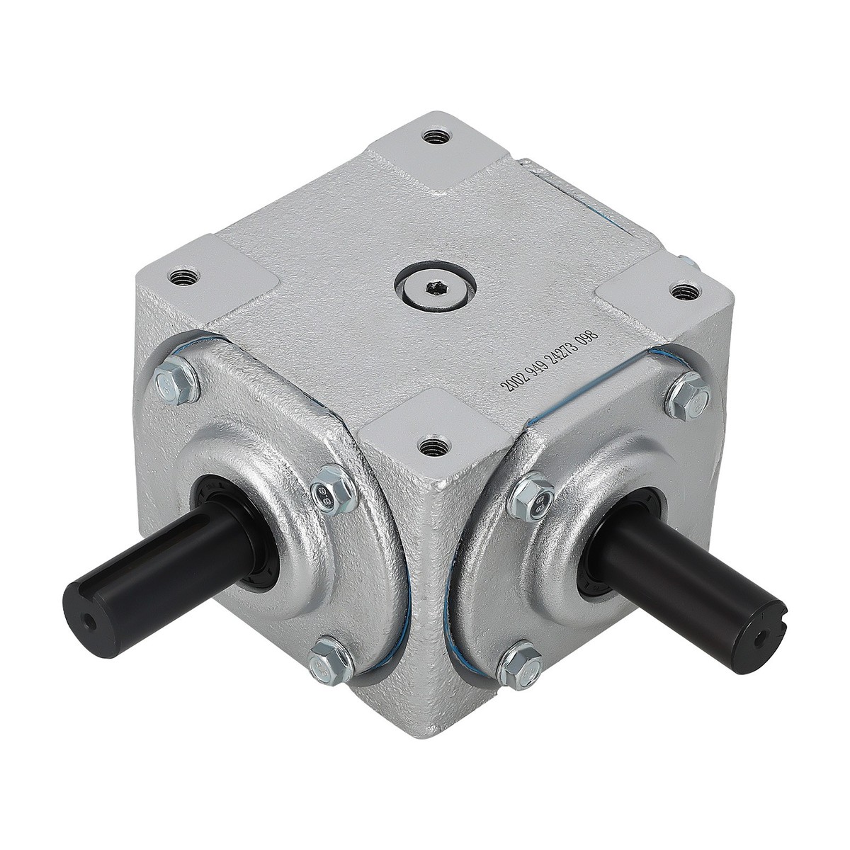 40 HP Right Angle Bevel Gearbox with 2 Keyed Shafts CW/CW 1:1