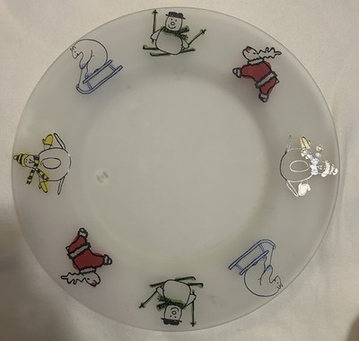 DARTINGTON DESIGNS France Frosted Glass Holiday Winter Christmas Platter Plate