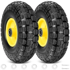 4.00-6 Tire and Wheel Flat Free, 2 Pack 13" Solid Tires with 5/8" Axle Bore H...