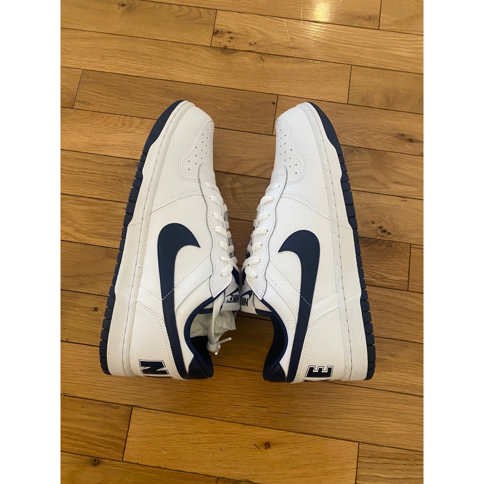 Nike Big Nike Low Men's White Navy Leather Sneakers Size 11 thumbnail 5
