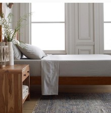 NWOT Quince Organic Brushed Cotton Gray Flat Sheet  2 Pillowcase King 153 
