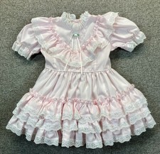 Vtg Golden Age Pink Ruffle Lace Party Dress Girls 3T Puffy Skirt Pageant USA