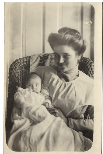 Foto Postkarte 1900 s/w RPPC Mutter & Baby #1390 Vintage Moden