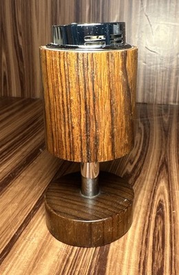 Vintage MCM Rosewood Scripto  Table Lighter Made In Japan 5.5  Tall