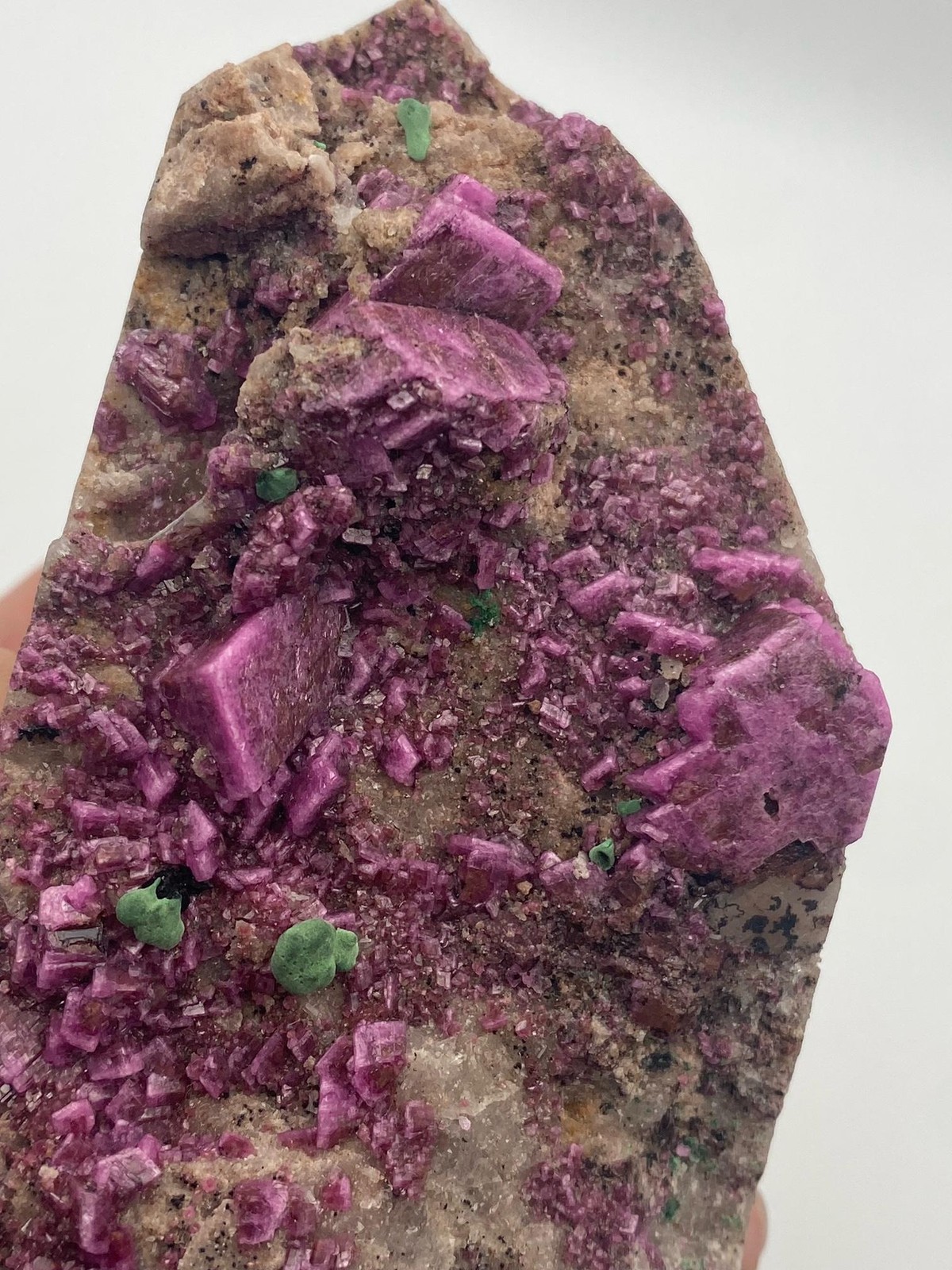 Pretty Pink Cobalto Calcite with Malachite Specimen