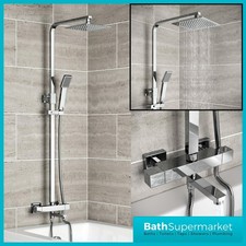 Socorro Chrome Square Thermostatic Bar Shower with Bath Filler & Fixed Head