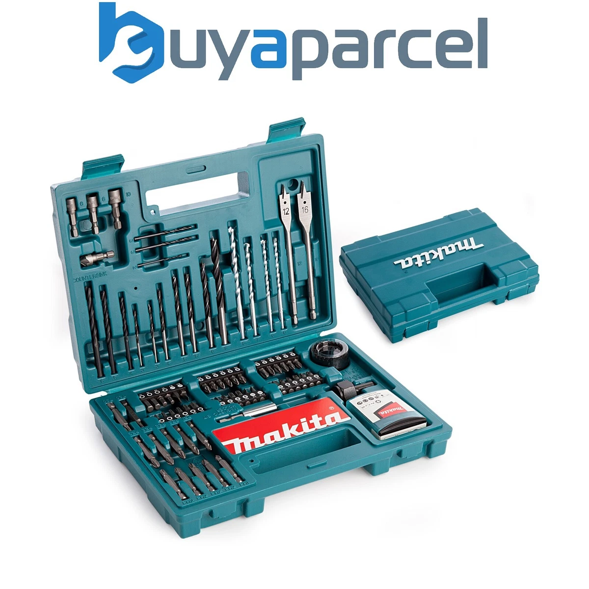 Makita 100 Piece Drill Bit Holesaw Masonry HSS Drill Socket Flat Bit Set Case