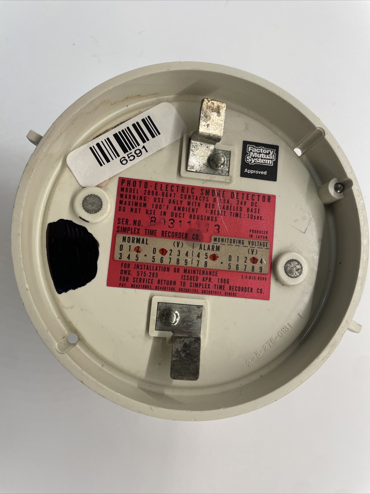 Simplex Head SIMPLEX 2098-9647 SMOKE DETECTOR Head Fire Alarm | eBay