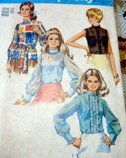 LOVELY VTG 1970s BLOUSE Sewing Pattern 12/34