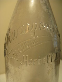 VINTAGE EMBOSSED GLASS CLEAR BOTTLE Schwarzenbach BREWING CO Hornell NY OLD RARE