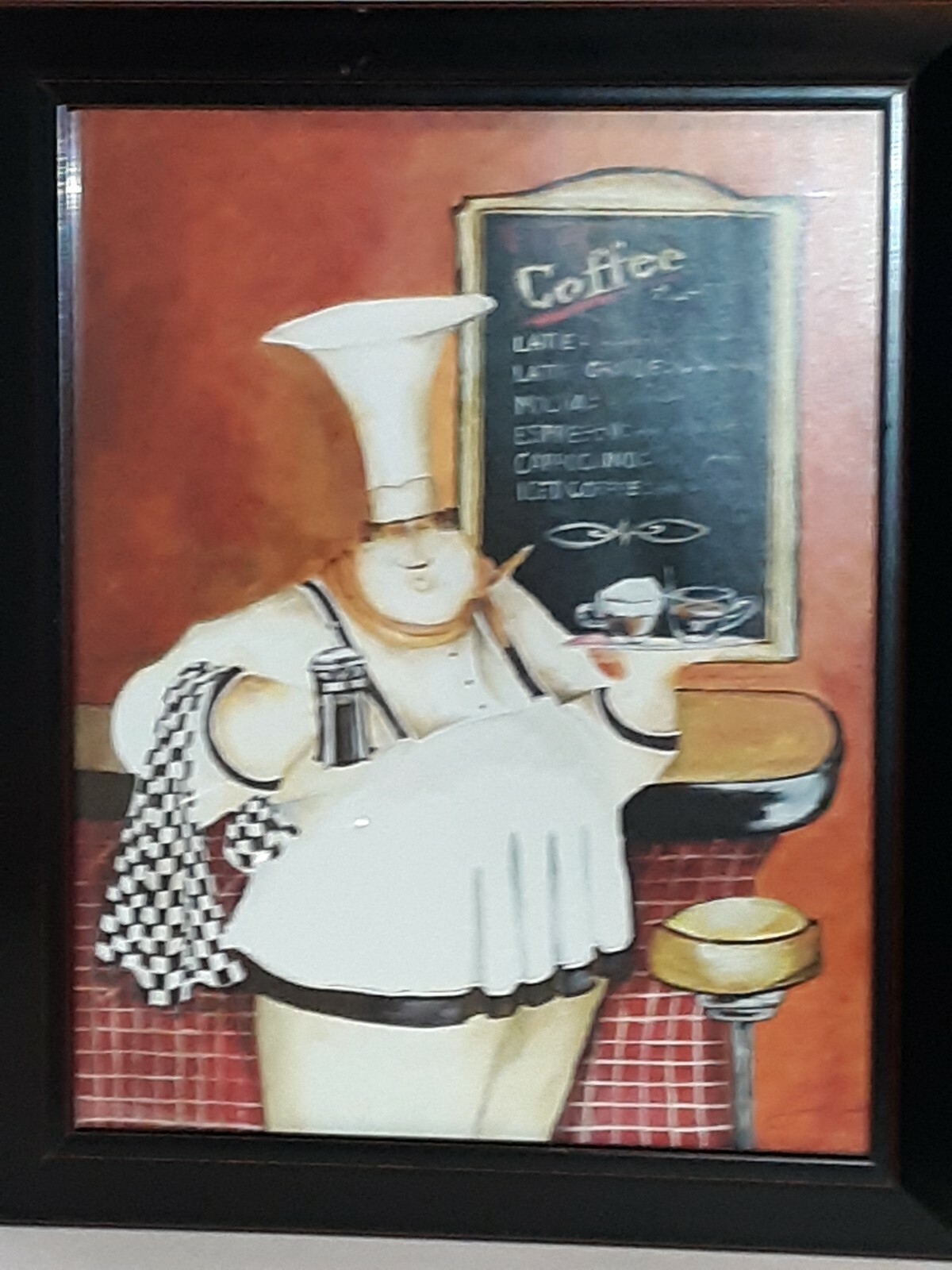 Vintage FAT CHEF COFFEE SHOP par JENNIFER GARANT, peint en plaque
